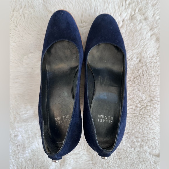 Rare Stuart Weitzman Corkswoon Navy Suede Platform Wedges US 8.5 $445 Retail - Picture 15 of 16